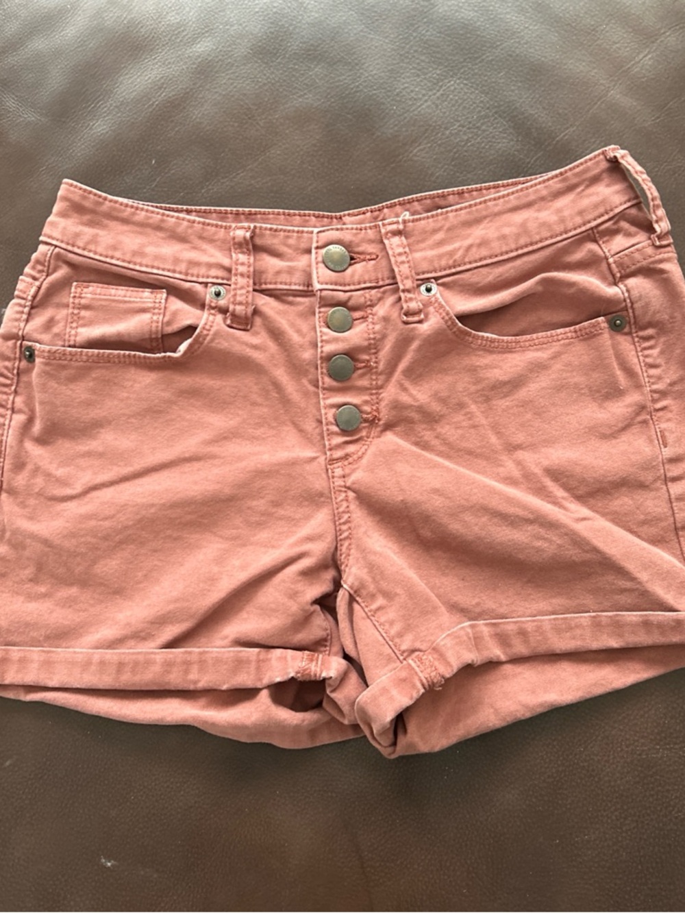 Universal Thread Women's High-Rise Button-Front Shorts in Dusty Pink